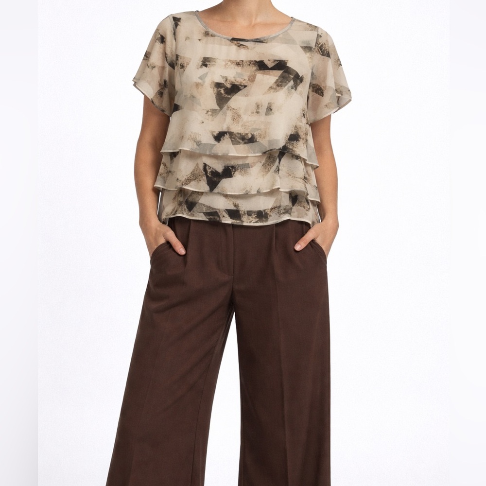 Calvin Klein Cream Tiered Blouse Relaxed Style